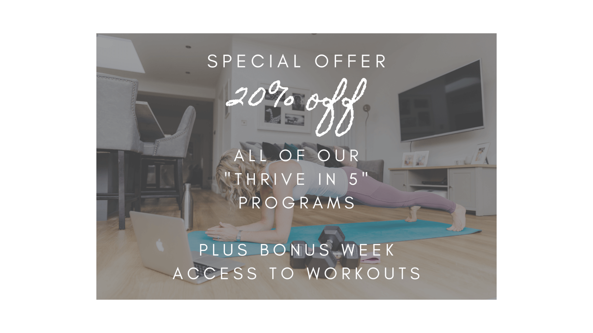20% Off All of our Thrive in 5 Workout Programs